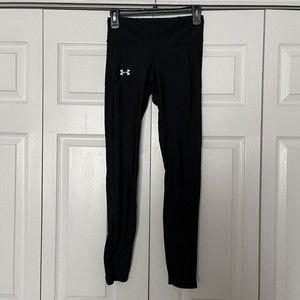 Under Armour Women's Compression Black Leggings Zip Bottom Leg and Pocket Size S